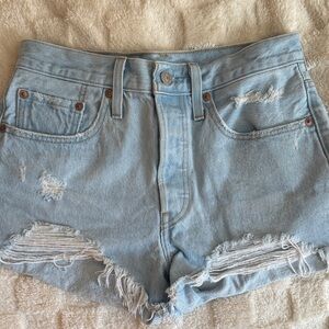 Levi's Light Blue Distressed Jean Shorts